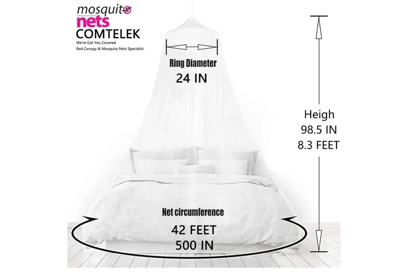 Mosquito Net Bed Canopy Curtains Full Size from Ceiling,Dome Mosquito Netting Bed Tent Decor - (Light White)