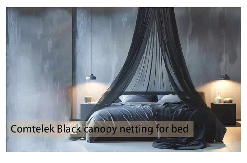 Mosquito Net Bed Canopy Curtains Full Size from Ceiling,Dome Mosquito Netting Bed Tent Decor - (Black)
