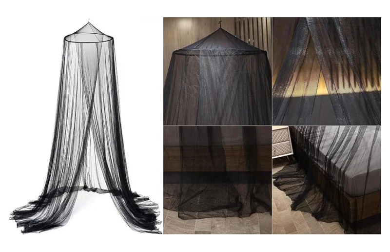 Mosquito Net Bed Canopy Curtains Full Size from Ceiling,Dome Mosquito Netting Bed Tent Decor - (Black)