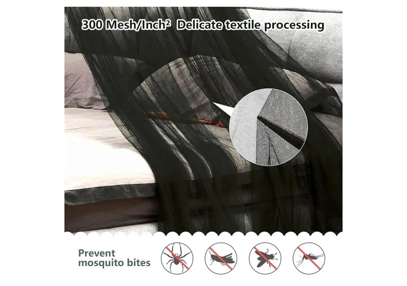 Mosquito Net Bed Canopy Curtains Full Size from Ceiling,Dome Mosquito Netting Bed Tent Decor - (Black)