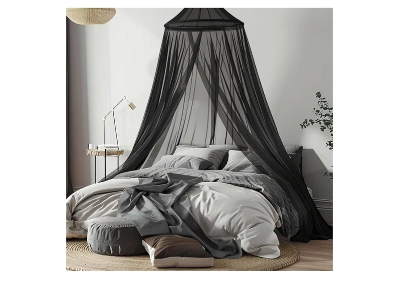Mosquito Net Bed Canopy Curtains Full Size from Ceiling,Dome Mosquito Netting Bed Tent Decor - (Black)