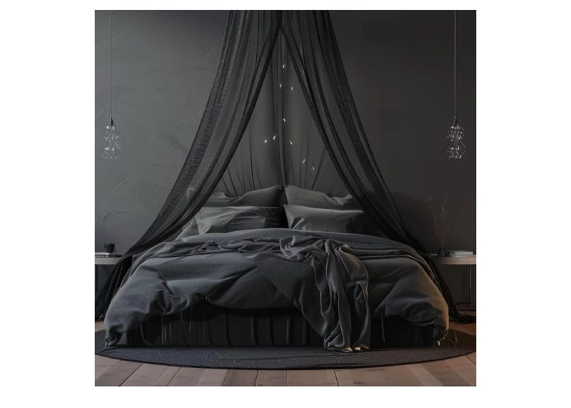 Mosquito Net Bed Canopy Curtains Full Size from Ceiling,Dome Mosquito Netting Bed Tent Decor - (Black)