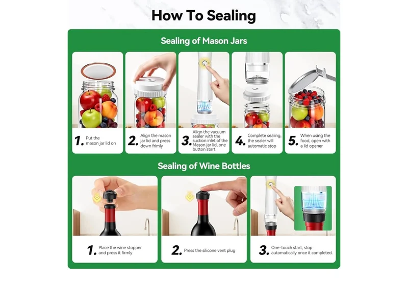 Vacuum Sealer for Food (Compact Vacuum Sealer Machine + 30 Reusable Vacuum Bags+ 30 Mason Jar Lids), Powerful Handheld Food Sealer, Seal Meal Saver