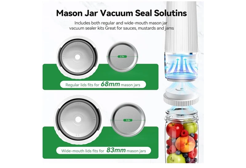 Vacuum Sealer for Food (Compact Vacuum Sealer Machine + 30 Mason Jar Lids), Portable Food Sealer, Seal Meal Saver for 10X Preservation & Fresh