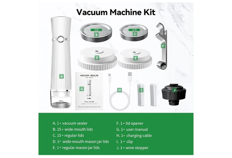 Vacuum Sealer for Food (Compact Vacuum Sealer Machine + 30 Mason Jar Lids), Portable Food Sealer, Seal Meal Saver for 10X Preservation & Fresh