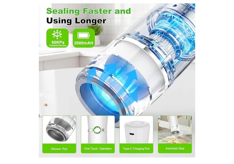 Vacuum Sealer for Food (Compact Vacuum Sealer Machine + 40 Reusable Vacuum Bags), Handheld Vacuum Food saver for 10X Preservation & Fresh, Powerful 80Kpa Portable Vacuum Sealer