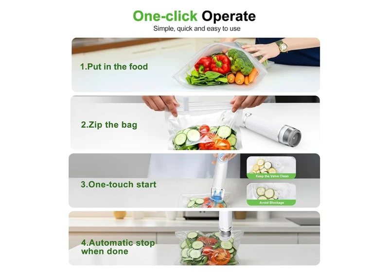 Vacuum Sealer for Food (Compact Vacuum Sealer Machine + 40 Reusable Vacuum Bags), Handheld Vacuum Food saver for 10X Preservation & Fresh, Powerful 80Kpa Portable Vacuum Sealer