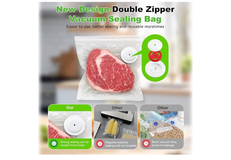 40PCS Reusable Vacuum Sealer Bag for Food, Large Vacuum Storage Bags, Compatible With Many Vacuum Sealers