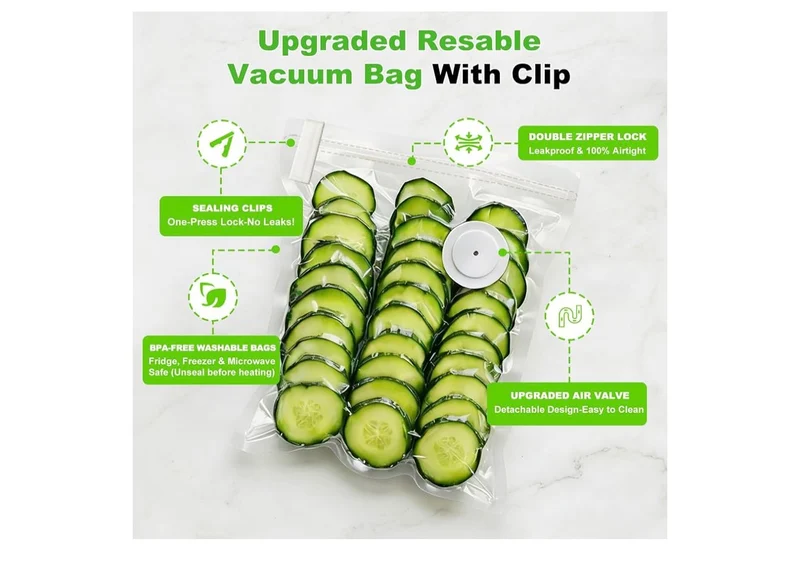 40PCS Reusable Vacuum Sealer Bag for Food, Large Vacuum Storage Bags, Compatible With Many Vacuum Sealers