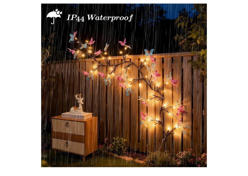Willow Vine Light w/ Butterfly 48LED 5.9FT Enchanted Wall Decoration 8 Light Modes for Indoor Home Wall Decoration - (Warm White)