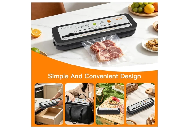Vacuum Sealer Machine, 80kPa Food Sealer with One-Touch Vacuum & Seal, Built-in Cutter and Bags, 4 Food Modes - (Silver)