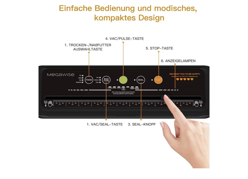 Food Vacuum Sealer, Powerful & Compact One-Touch Automatic Sealer for Cold, Wet, Moist, and Dry Foods - (Black)
