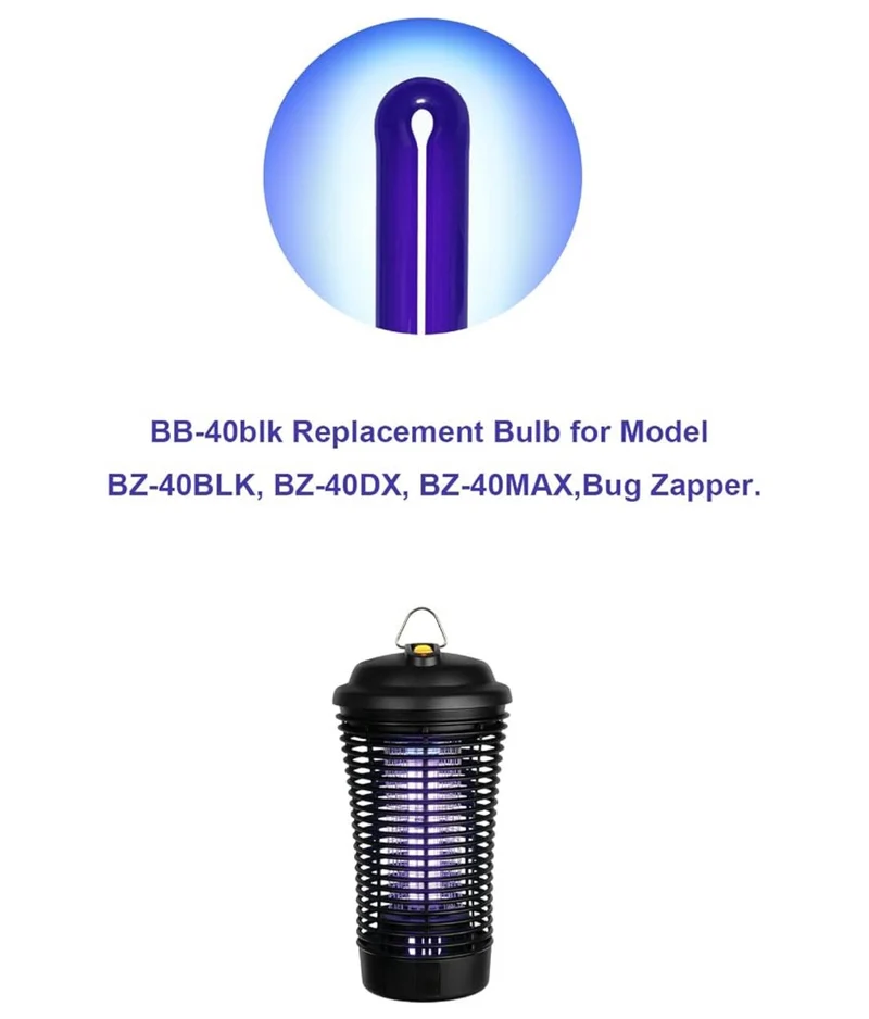 BB-40blk 40W Black Light Replacement Bulb Compatible with Black Flag Model BZ-40BLK, BZ-40DX, BZ-40MAX Bug Zapper (2 Pack)