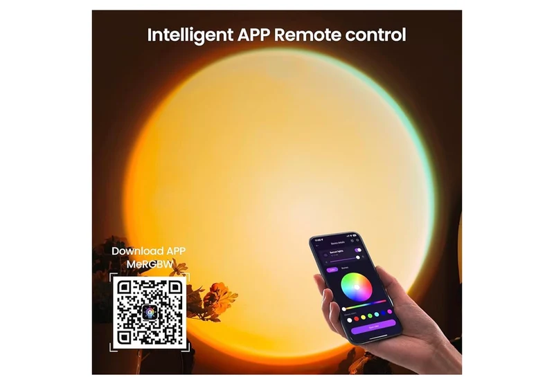 Sunset Lamp Projector w/ Remote Control, Multiple Colors LED APP Control Sunset Light Three Control Methods Night Light