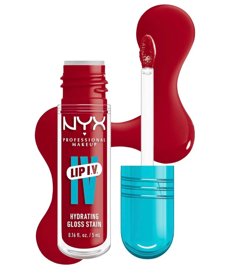 NYX PRO MAKEUP Lip IV Hydrating Glossy Lip Stain, Long-Lasting, Tinted, Vegan Formula with 12 HR Hydration - Cherry Drenched (Red)