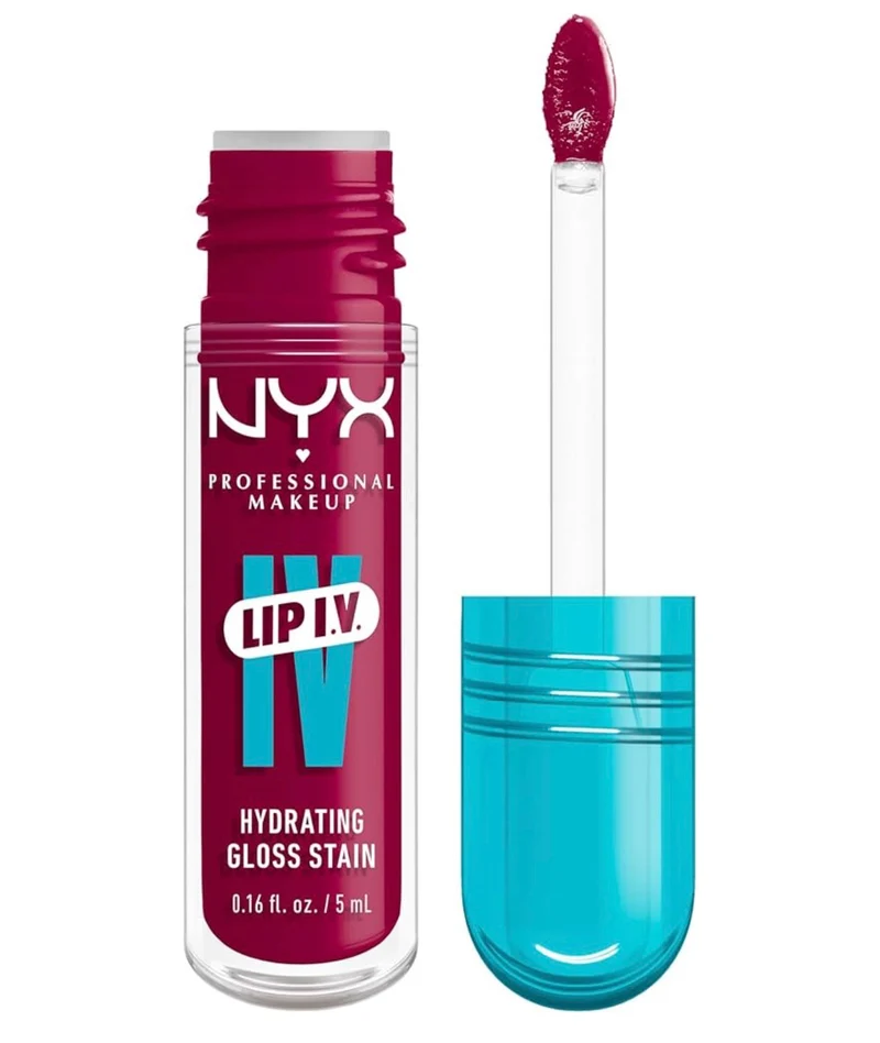 NYX PRO MAKEUP Lip IV Hydrating Glossy Lip Stain, Long-Lasting, Tinted, Vegan Formula with 12 HR Hydration - Magenta Mist (Berry)