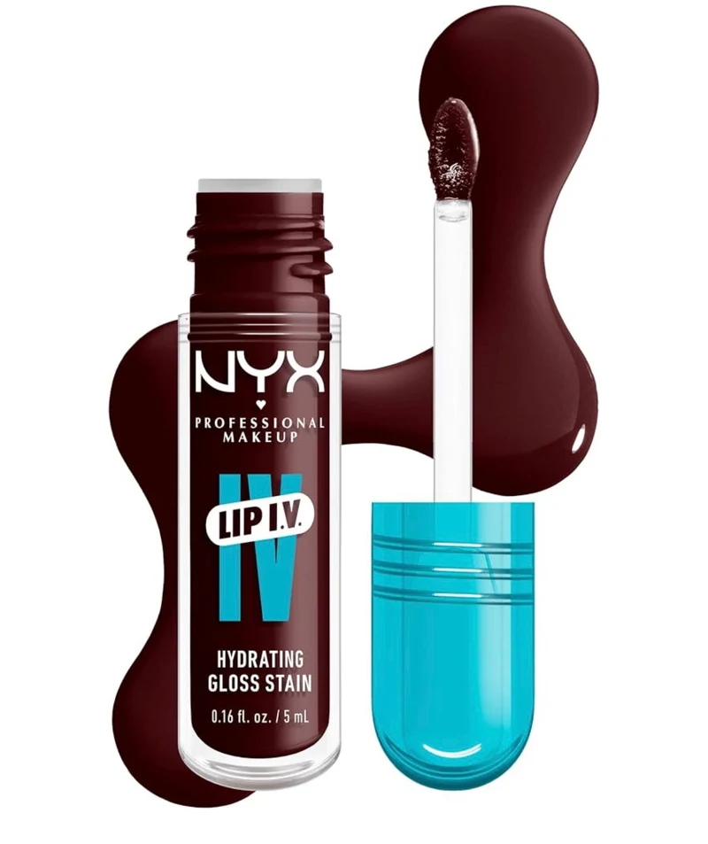 NYX PRO MAKEUP Lip IV Hydrating Glossy Lip Stain with 12HR Hydration - Water Bout Wine (Red)