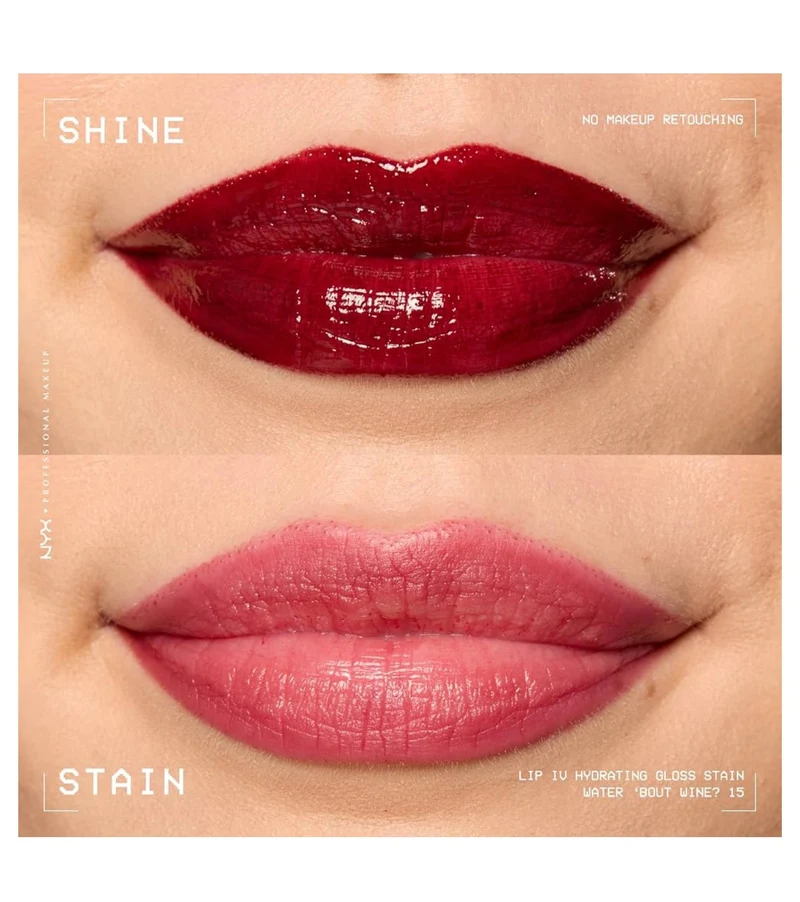 NYX PRO MAKEUP Lip IV Hydrating Glossy Lip Stain with 12HR Hydration - Water Bout Wine (Red)