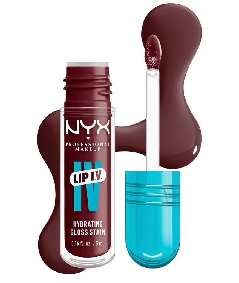 NYX PRO MAKEUP Lip IV Hydrating Glossy Lip Stain with 12HR Hydration - Mauve N Moist (Purple)