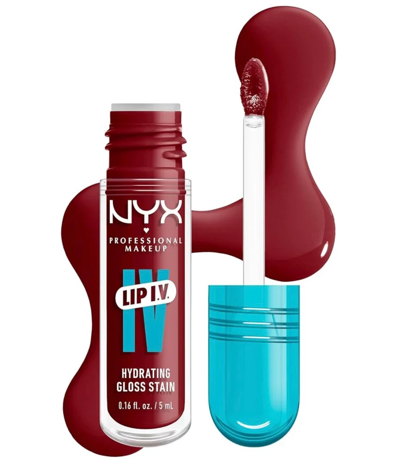 NYX PRO MAKEUP Lip IV Hydrating Glossy Lip Stain with 12HR Hydration - Cranberry Splash (Red)