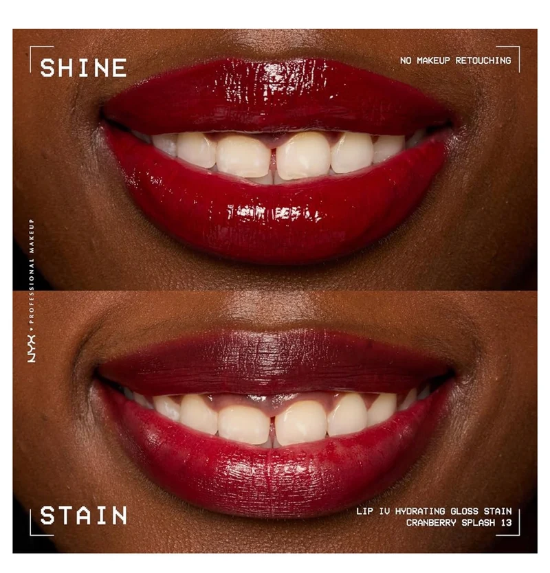 NYX PRO MAKEUP Lip IV Hydrating Glossy Lip Stain with 12HR Hydration - Cranberry Splash (Red)