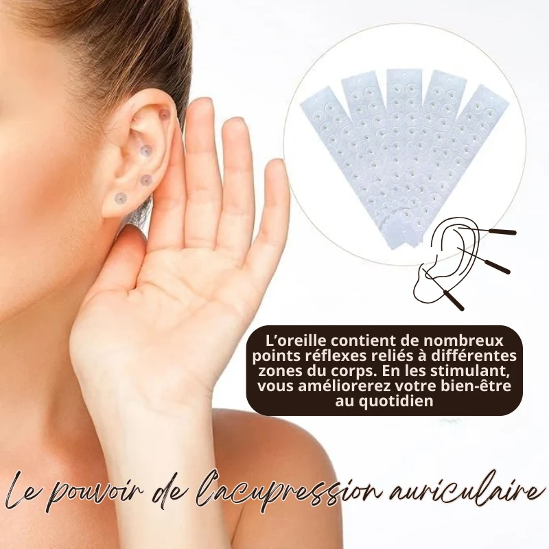 Lot de 100 Patchs Adhésifs d'Acupuncture pour Oreilles - Multiples Bienfaits