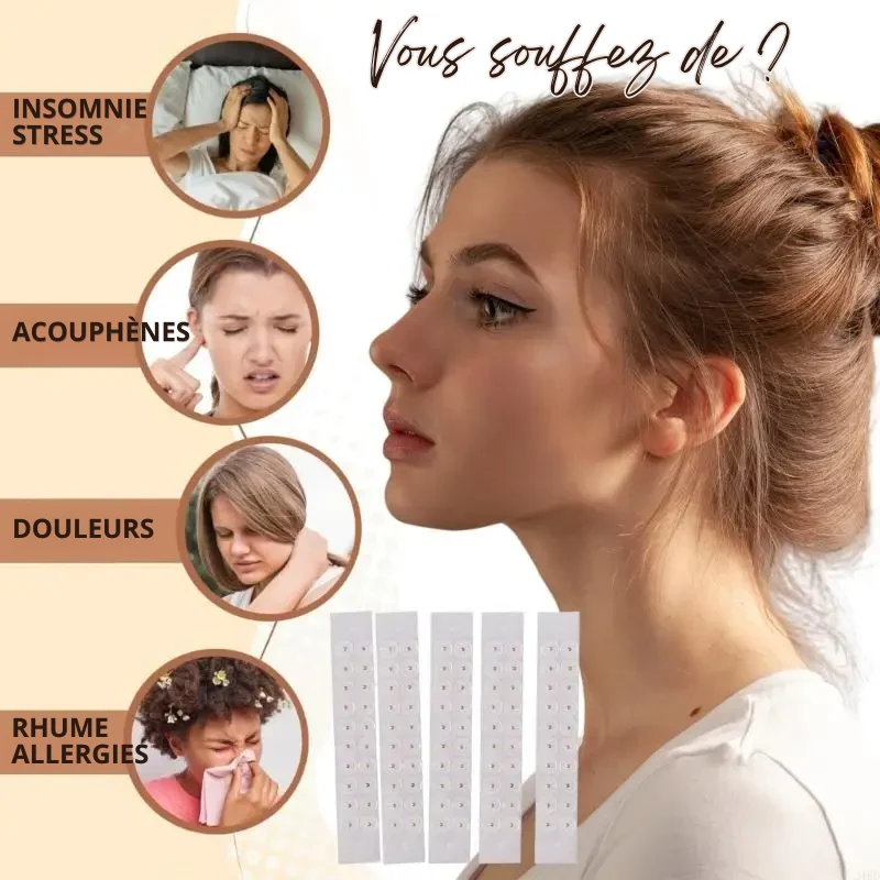 Lot de 100 Patchs Adhésifs d'Acupuncture pour Oreilles - Multiples Bienfaits