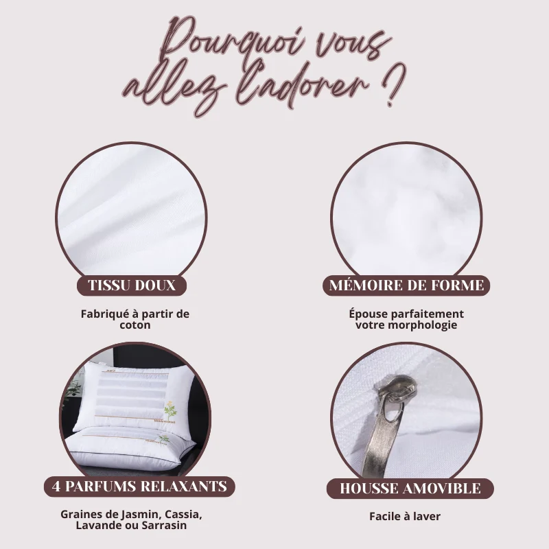 Oreiller Parfumé aux Multiples Bienfaits