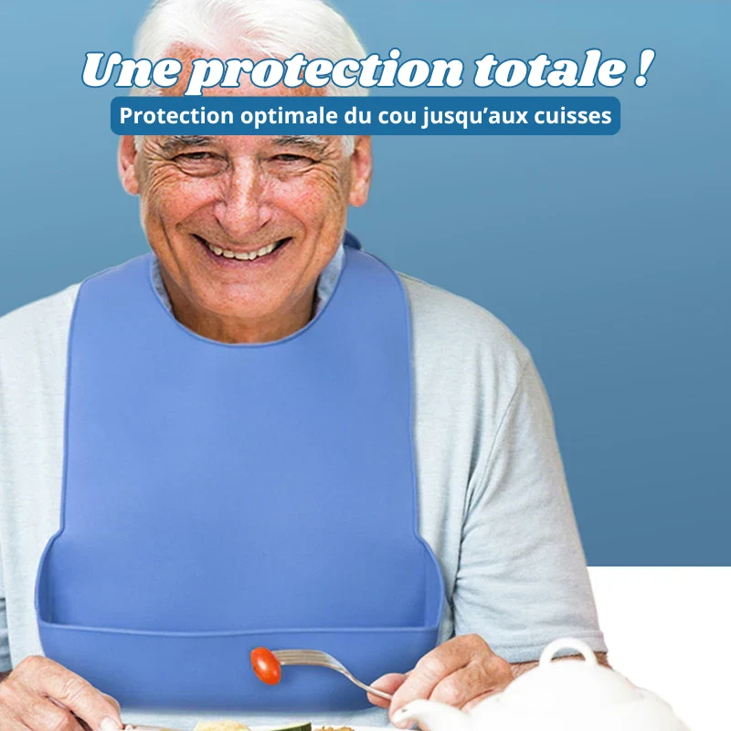 Bavoir Repas Adulte en Silicone – Imperméable & Profond