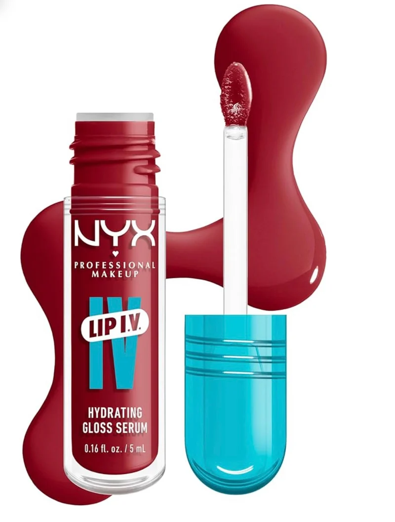 NYX PRO MAKEUP Lip IV Hydrating Glossy Lip Stain with 12HR Hydration - Berry Thirsty (Red)