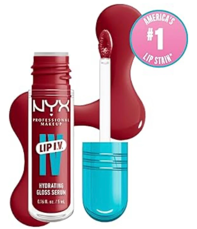 NYX PRO MAKEUP Lip IV Hydrating Glossy Lip Stain with 12HR Hydration - Berry Thirsty (Red)