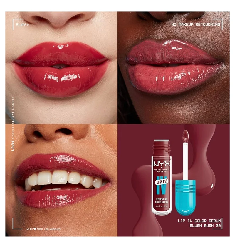 NYX PRO MAKEUP Lip IV Hydrating Glossy Lip Stain with 12HR Hydration - Blush Rush (Pink)