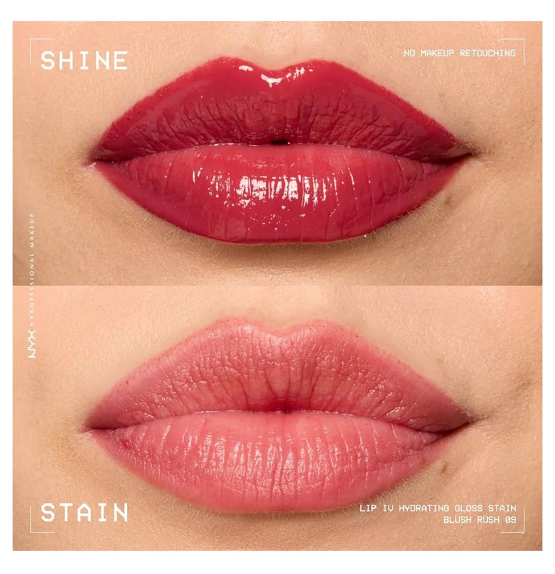 NYX PRO MAKEUP Lip IV Hydrating Glossy Lip Stain with 12HR Hydration - Blush Rush (Pink)