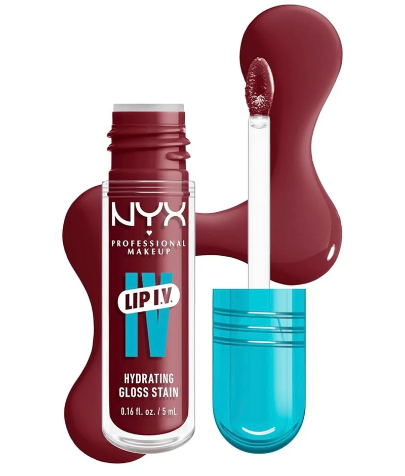 NYX PRO MAKEUP Lip IV Hydrating Glossy Lip Stain with 12HR Hydration - Drippin In Rose (Pink)