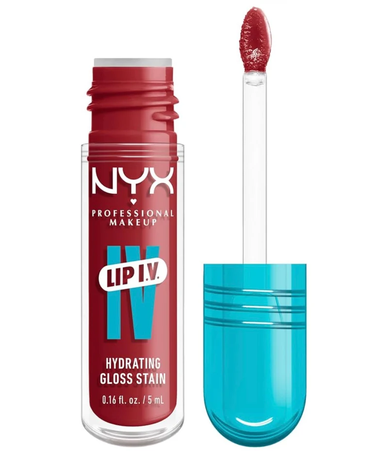 NYX PRO MAKEUP Lip IV Hydrating Glossy Lip Stain with 12HR Hydration - Bubblegum Burst (Pink)