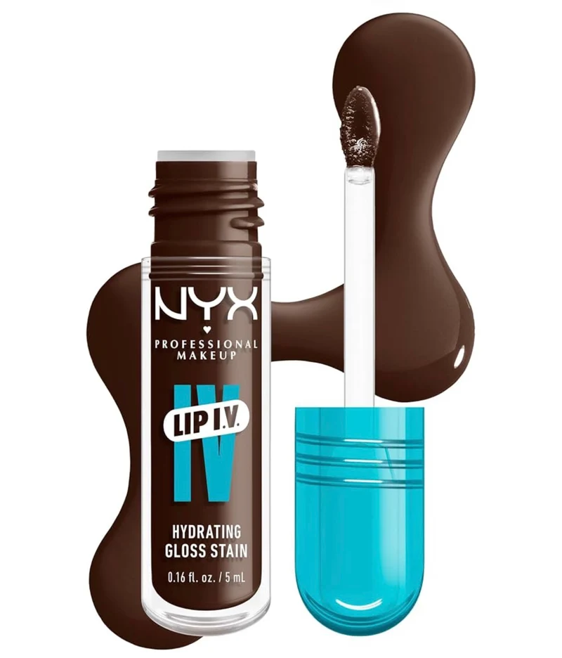 NYX PRO MAKEUP Lip IV Hydrating Glossy Lip Stain with 12HR Hydration - Espresso Soak (Brown)