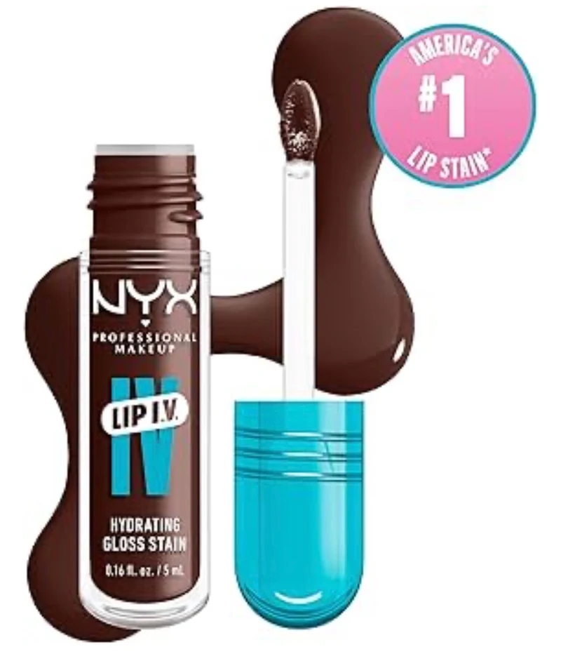 NYX PRO MAKEUP Lip IV Hydrating Glossy Lip Stain with 12HR Hydration - Espresso Soak (Brown)