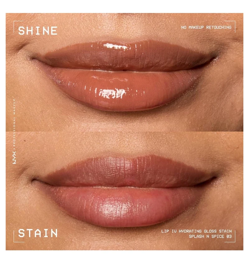 NYX PRO MAKEUP Lip IV Hydrating Glossy Lip Stain, Long-Lasting, Tinted, Vegan Formula with 12 HR Hydration - Splash N Spice