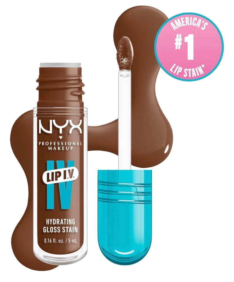 NYX PRO MAKEUP Lip IV Hydrating Glossy Lip Stain, Long-Lasting, Tinted, Vegan Formula with 12 HR Hydration - Splash N Spice