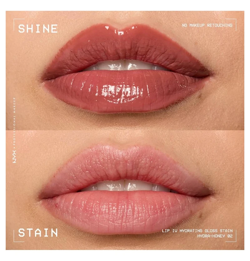 NYX PRO MAKEUP Lip IV Hydrating Glossy Lip Stain, Long-Lasting, Tinted, Vegan Formula with 12 HR Hydration - Hydra Honey
