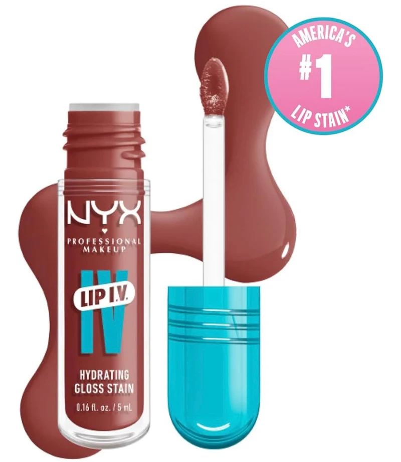 NYX PRO MAKEUP Lip IV Hydrating Glossy Lip Stain, Long-Lasting, Tinted, Vegan Formula with 12 HR Hydration - Hydra Honey