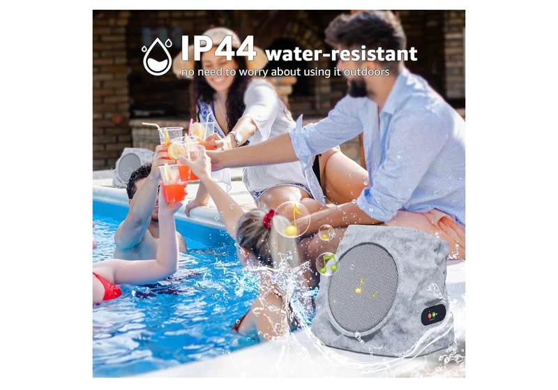 Sets Rock Speakers Outdoor Waterproof w/ RGB Color Lights Multi-Sync Up to 100 Speakers,Auto-Pairing,Solar-Powered and USB Charging - (Gray)