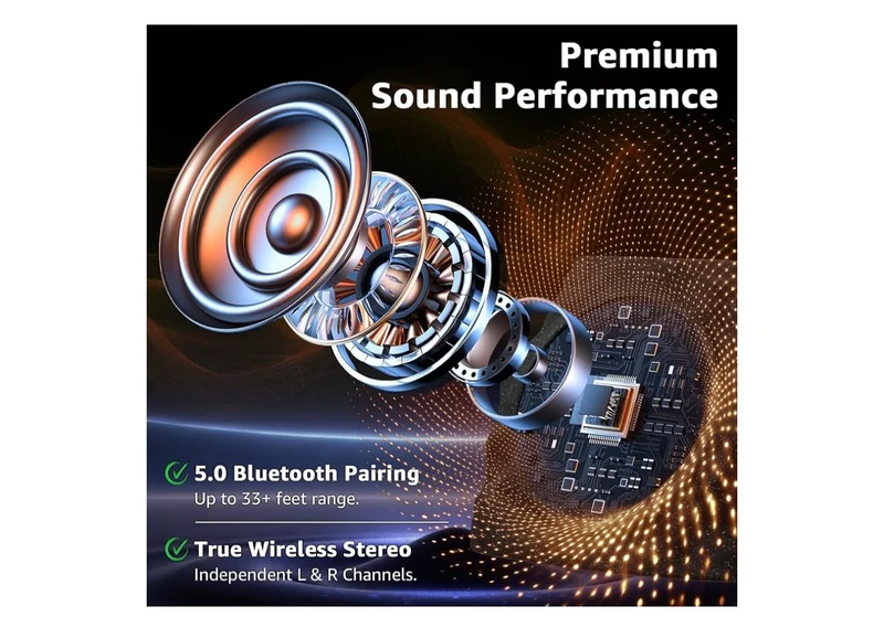 Sets Rock Speakers Outdoor Waterproof w/ RGB Color Lights Multi-Sync Up to 100 Speakers,Auto-Pairing,Solar-Powered and USB Charging - (Black)