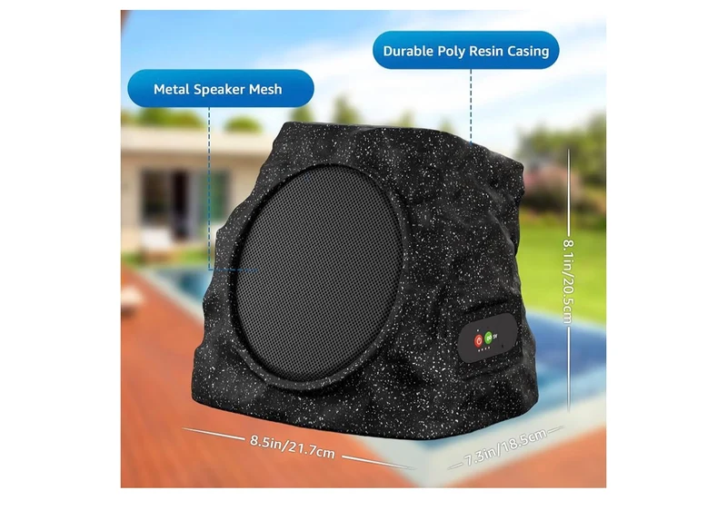 Sets Rock Speakers Outdoor Waterproof w/ RGB Color Lights Multi-Sync Up to 100 Speakers,Auto-Pairing,Solar-Powered and USB Charging - (Black)