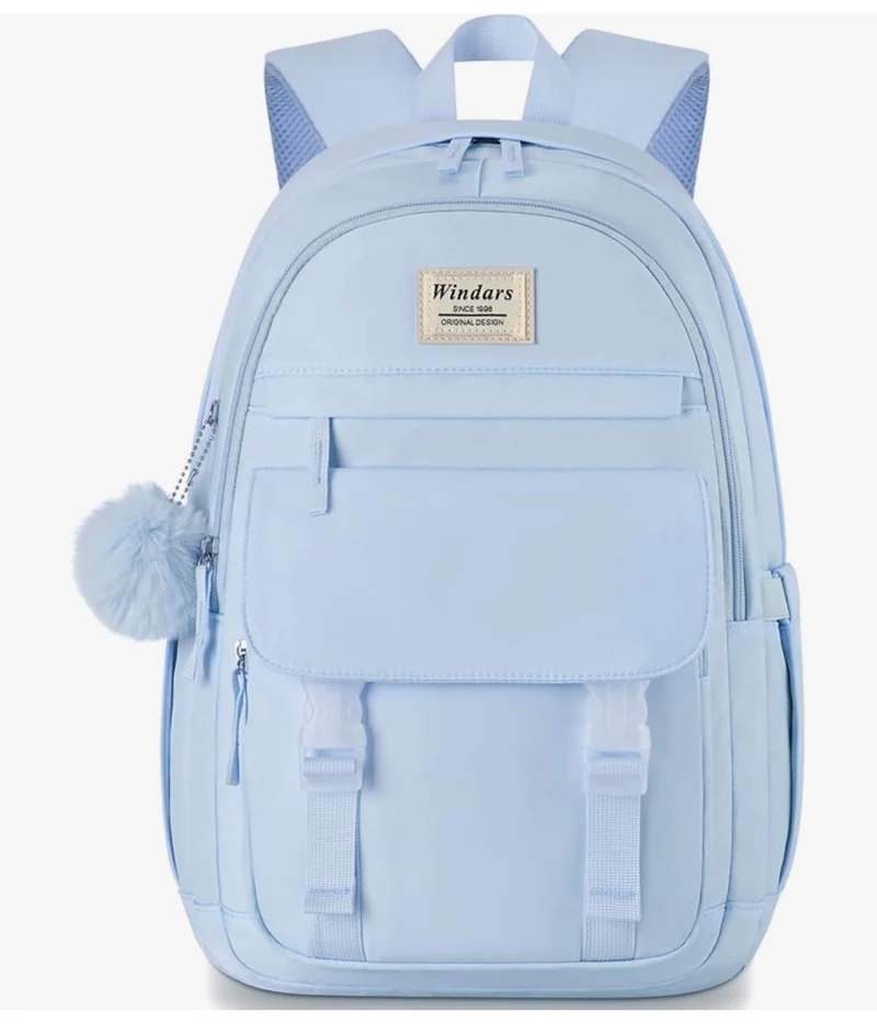 School Backpack for Teen Girls, Cute College Aesthetic Bookbag Large 15.6 Inch Laptop Bag Middle School Travel Back Pack - (Blue)