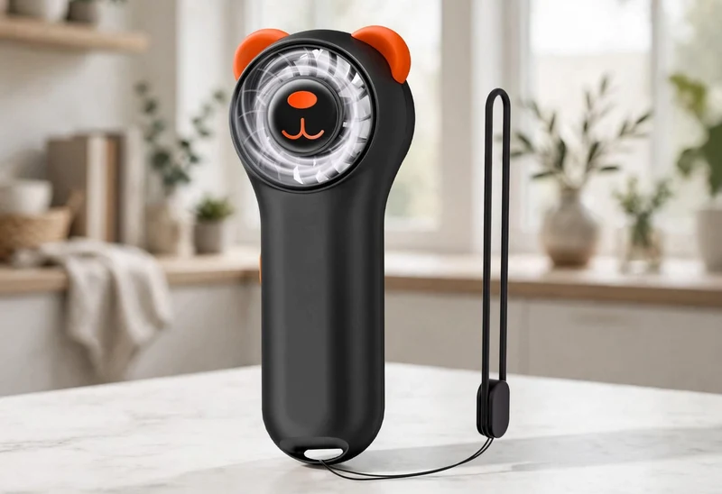 Cute Bear Mini Handheld Portable Fan 11000RPM Rechargeable - Black