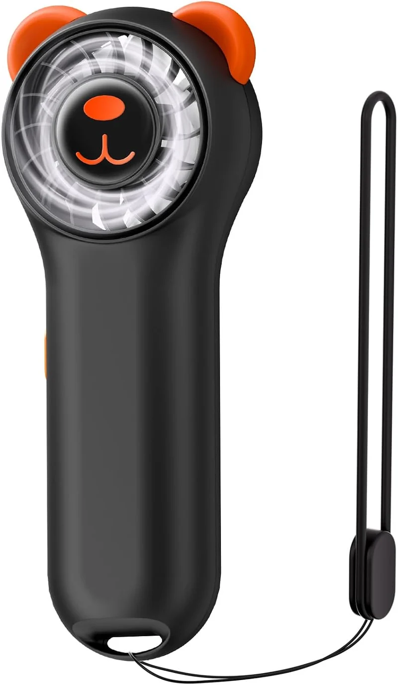Cute Bear Mini Handheld Portable Fan 11000RPM Rechargeable - Black