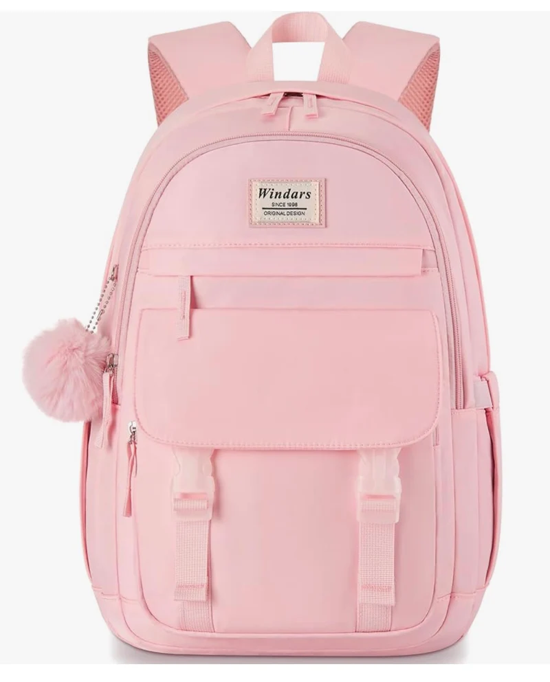 School Backpack for Teen Girls, Cute College Aesthetic Bookbag Large 15.6 Inch Laptop Bag Middle School Travel Back Pack - (Pink)