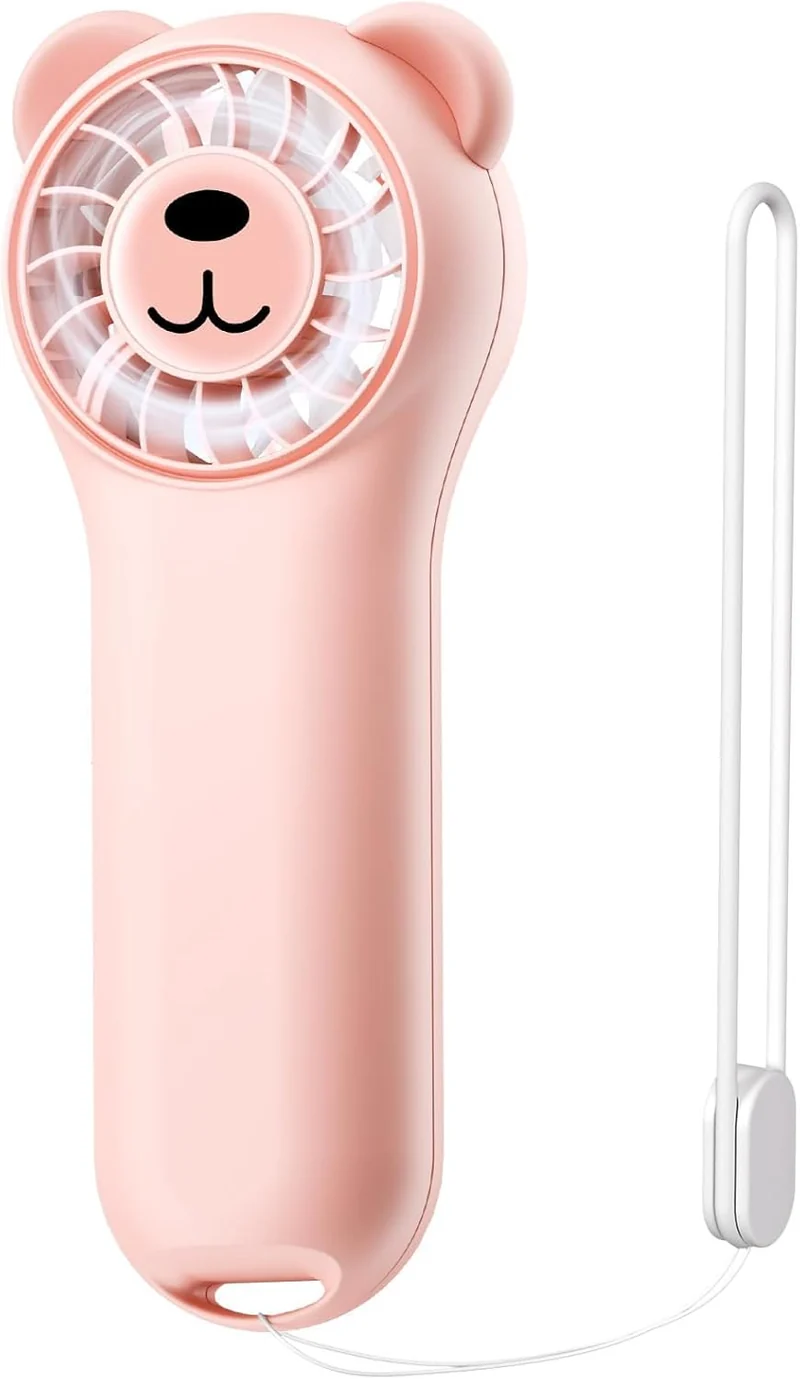 Cute Bear Mini Handheld Portable Fan 11000RPM Rechargeable - Pink