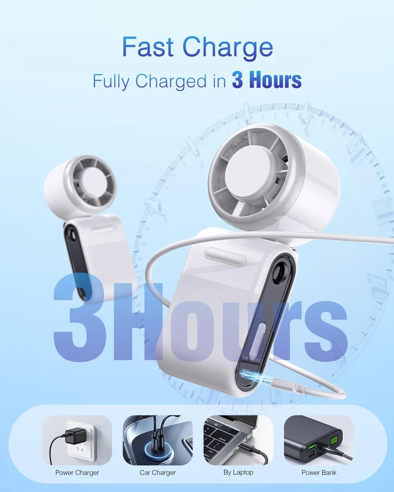 Mini Portable Handheld Turbo Fan 5-Speed Rechargeable - White